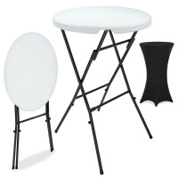 Gastro Stehtisch Weiß Ø72cm klappbar с Husse Schwarz