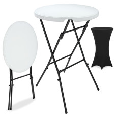 Gastro Stehtisch Weiß Ø72cm klappbar с Husse Schwarz