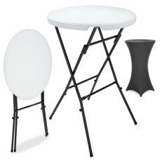 Gastro Stehtisch Weiß Ø72cm klappbar mit Husse Anthrazit