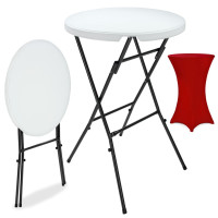 Professional Folding Bar Table White Ø72cm with Red Cover