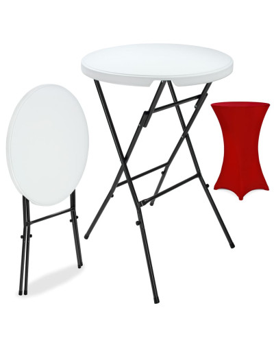 Stehtisch klappbar Ø72cm mit Husse Bordeaux