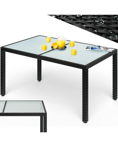 Black Polyrattan Garden Table 150 by 90 Centimetres
