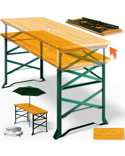 Adjustable Height Beer Table 170x50 cm Wood Folding 2-in-1