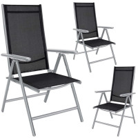 Gartenstuhl Bern 3er Set | Alu Silber | Verstellbar Schwarz
