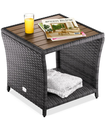 Beistelltisch Rattan Akazie Massivholz Braun