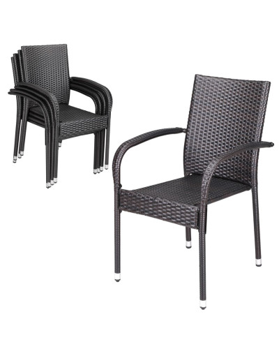 Stackable Chairs Comfort Set of 4 Brown