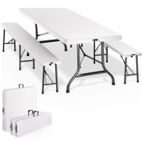 3-Piece Plastic Beer Tent Set 183cm | Heavy Duty Folding Event Furniture | White
