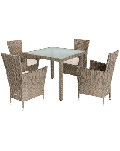 Balkonset 5-tlg. Polyrattan Bali Platzsparende Gruppe