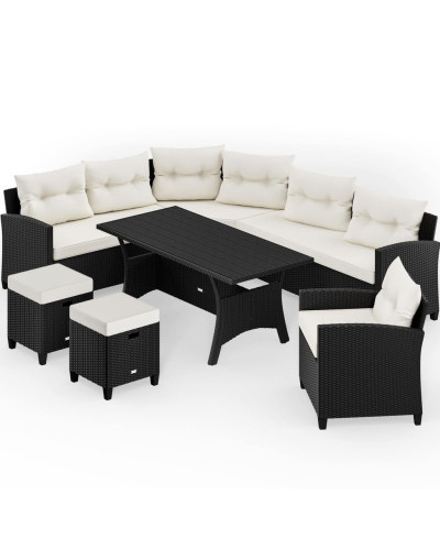 Polyrattan Ecklounge Schwarz WPC Gastronomie