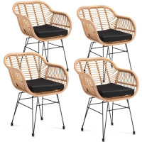 Wicker Armchair Bali Set of 4 | Rattan Nature | inc Cushions
