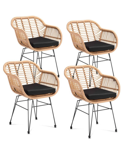 Wicker Garden Chairs Bali Set of 4 Nature