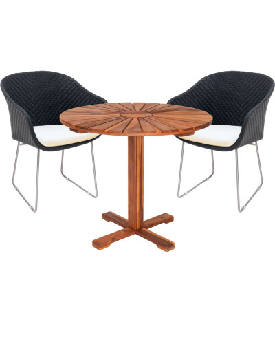 Premium Polyrattan Set Monza Schwarz-Creme