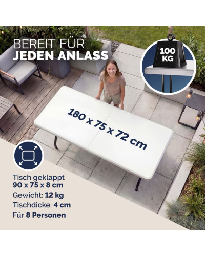 Klapptisch 183 Zentimeter Weiß Kofferfunktion Kunststoff