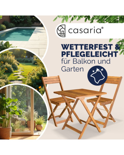 Folding Acacia Wood Bistro Set 3-Piece