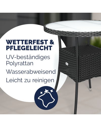 Polyrattan Tisch Bistro Rund Schwarz 60 Zentimeter