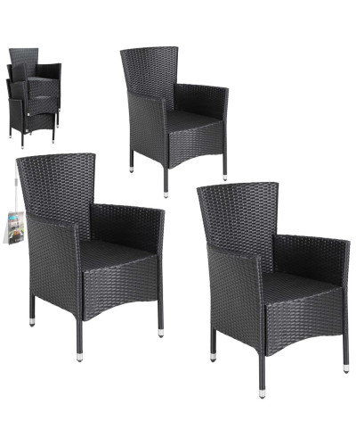 Stackable Garden Chairs Rattan Set of 3