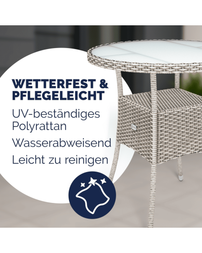 Polyrattan Tisch Bistro Rund Creme 60 Zentimeter