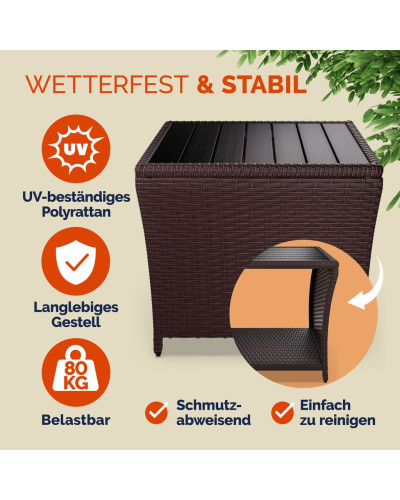 Beistelltisch Polyrattan Kunststoff Grau 45 Zentimeter