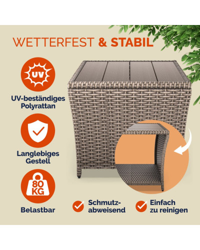 Beistelltisch Polyrattan Kunststoff Grau 45 Zentimeter