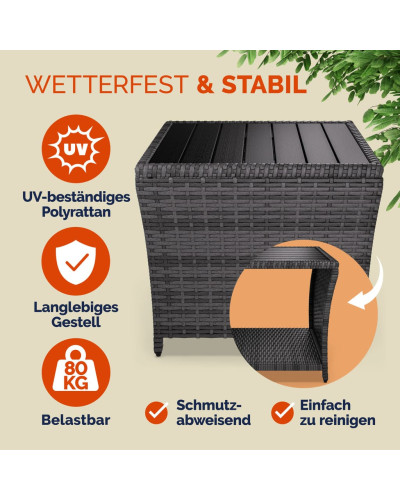 Beistelltisch Polyrattan Kunststoff Creme 45 Zentimeter