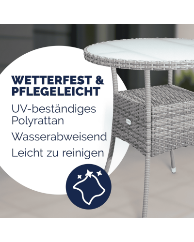 Polyrattan Tisch Bistro Rund Grau 60 Zentimeter