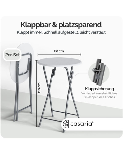 Stehtisch 2er-Set klappbar Ø60cm Holzdekor