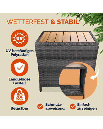 Beistelltisch Rattan Akazie Massivholz Braun