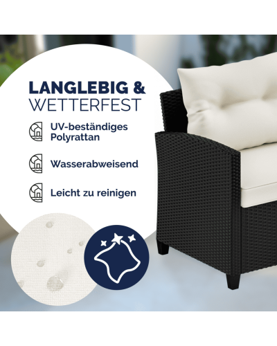 Polyrattan Ecklounge Schwarz WPC Gastronomie