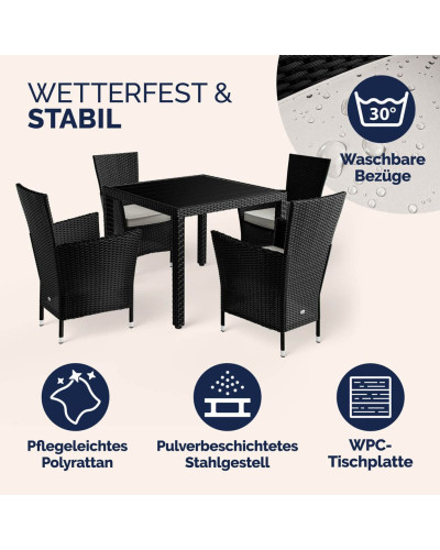 Gartenmöbel Set 5-tlg. Polyrattan WPC-Tisch Riga