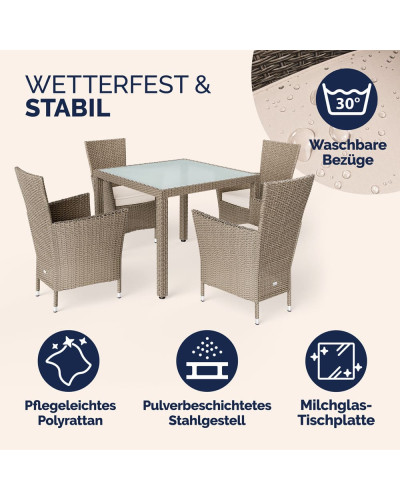 Balkonset 5-tlg. Polyrattan Bali Platzsparende Gruppe