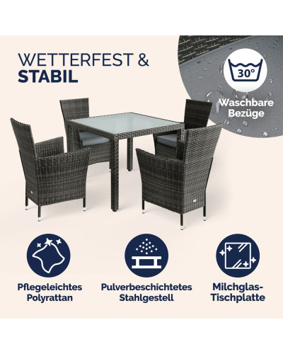 Balkonset 5-tlg. Polyrattan Bali Platzsparende Gruppe