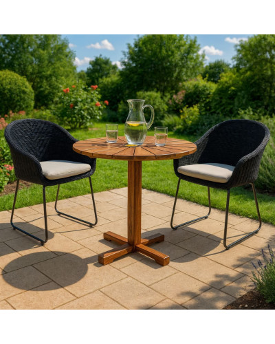 Premium Polyrattan Set Monza Schwarz-Creme