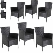 Stapelstuhl 6er Set | Polyrattan Schwarz | Stabil Belastbar 160kg