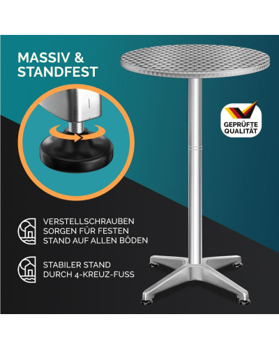 Bistrotisch Aluminium Silber höhenverstellbar