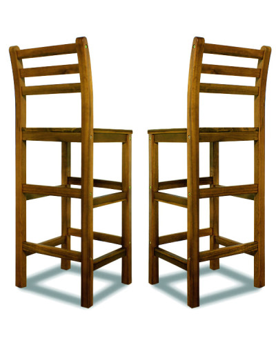 Bartisch-Set Akazienholz mit 2 Barhockern