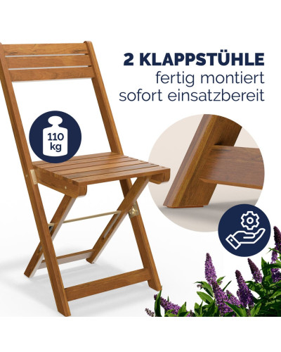 Folding Acacia Wood Bistro Set 3-Piece