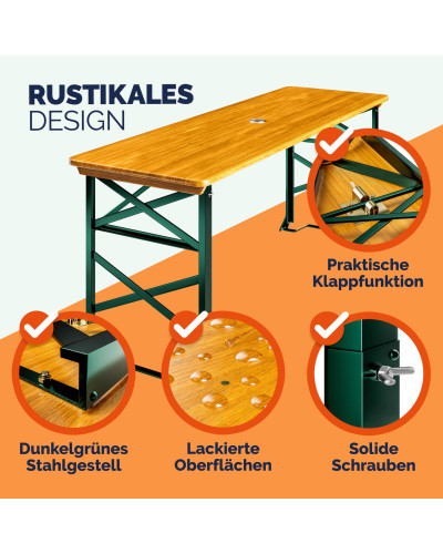 Adjustable Height Beer Table 170x50 cm Wood Folding 2-in-1