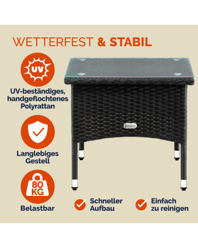 Beistelltisch Eckig Aluminium Weiß 50 Zentimeter