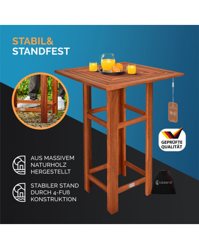 Bartisch-Set Akazienholz mit 2 Barhockern