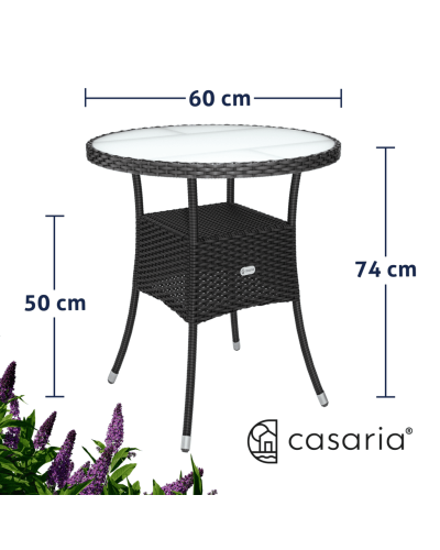 Polyrattan Tisch Bistro Rund Schwarz 60 Zentimeter
