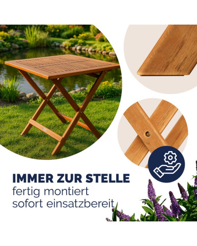 Gartentisch Akazie quadratisch klappbar 70 Zentimeter