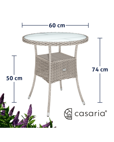 Polyrattan Tisch Bistro Rund Creme 60 Zentimeter