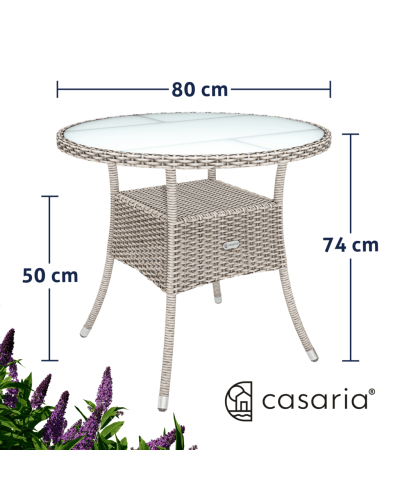 Polyrattan Tisch Eckig Creme 80 mal 80 Zentimeter