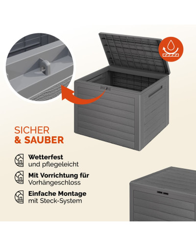 Auflagenbox Lille 190L Grau Holzoptik wetterfest