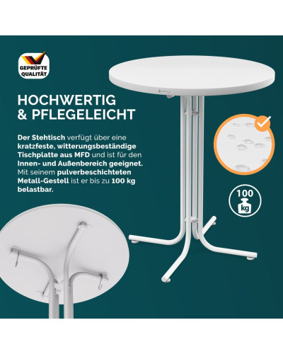 Stehtisch klappbar Weiß 80 Zentimeter wetterfest