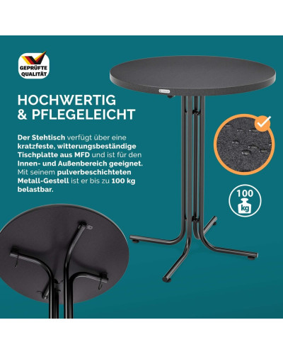 Stehtisch höhenverstellbar Grau 80 Zentimeter