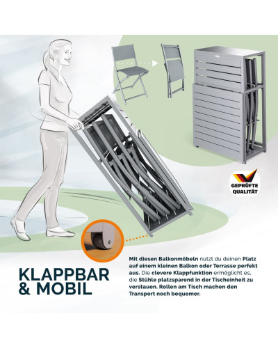 Garten-Sitzgruppe Metall 4-tlg klappbar