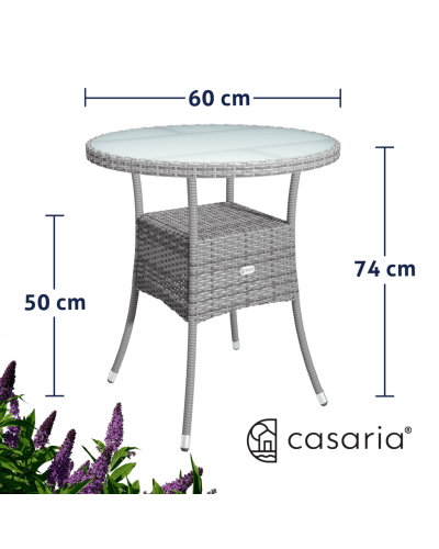 Polyrattan Tisch Bistro Rund Grau 60 Zentimeter