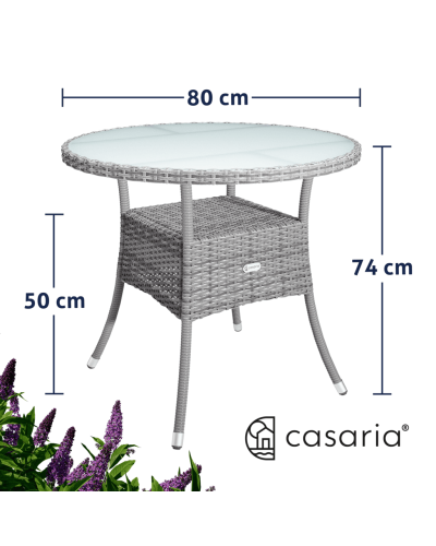 Polyrattan Tisch Eckig Grau 80 mal 80 Zentimeter