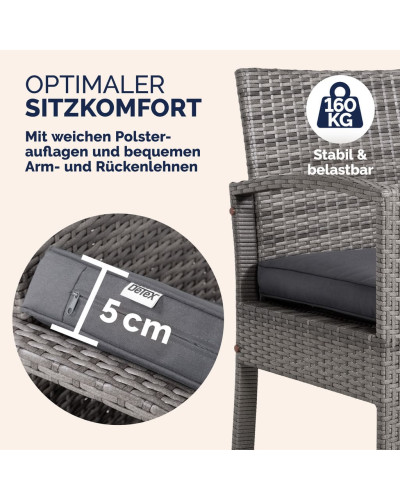 Polyrattan Lounge Set 4-tlg. Gartenmöbel Gruppe Grau